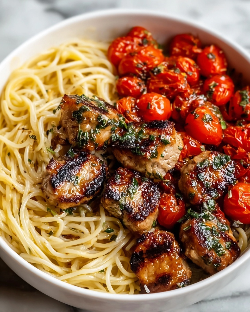 Garlic Butter Chicken Bites with Spaghetti Recipe - Recipe Image