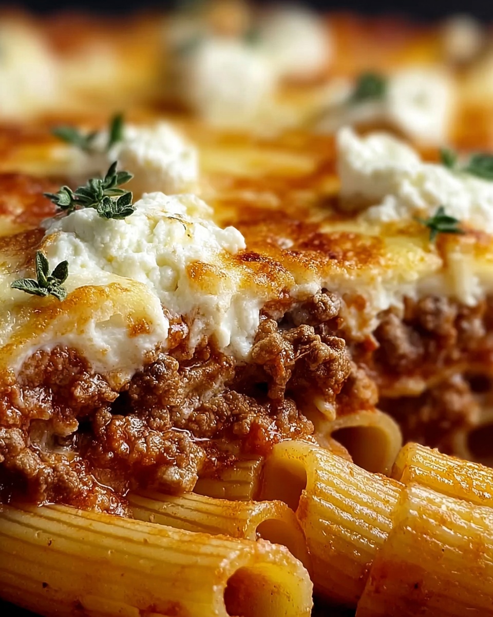 Baked Ziti with Ground Beef and Ricotta Recipe - Recipe Image