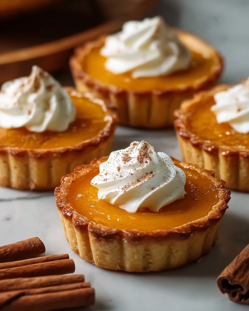 Mini Pumpkin Pies with Spiced Whipped Cream Recipe - Recipe Image