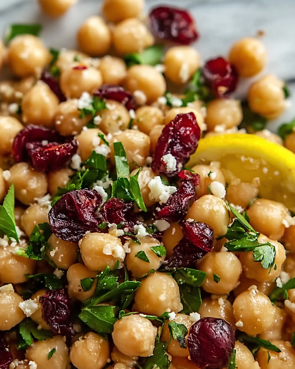 Feta & Cranberry Chickpea Salad with Lemon Vinaigrette Recipe - Recipe Image