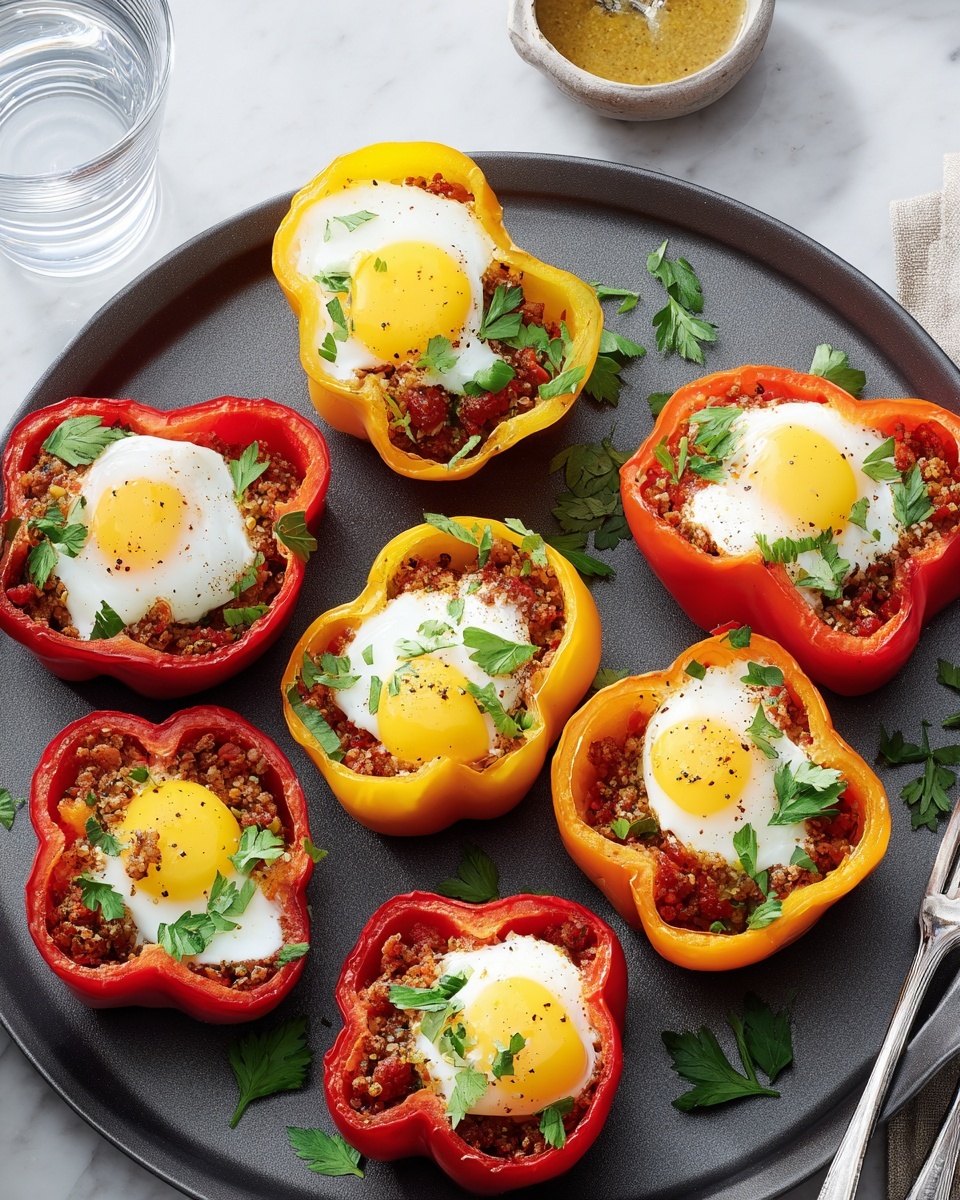 Baked Eggs in Bell Pepper Rings Recipe - Recipe Image