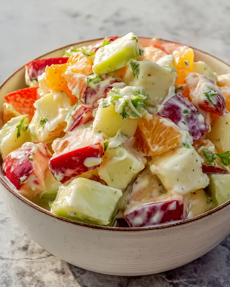 Crunchy Apple Salad with Nuts, Cranberries, and Greek Yogurt Recipe - Recipe Image