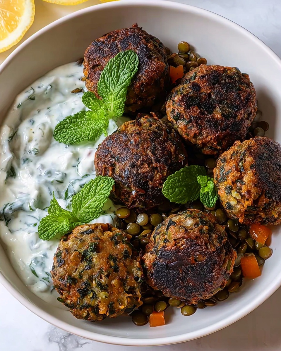 Baked Greek Lentil Meatballs with Tzatziki Recipe - Recipe Image