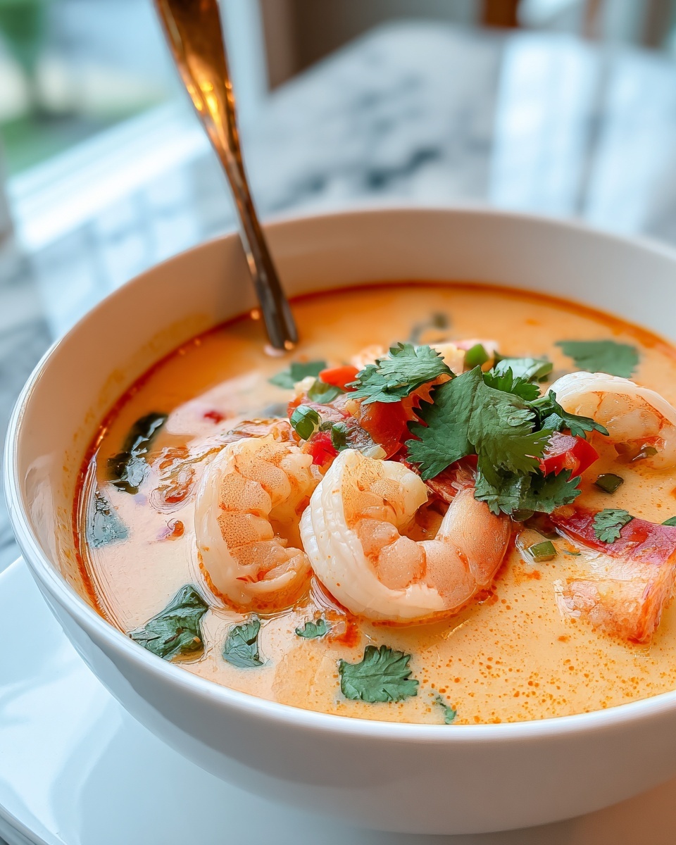Creamy Thai Shrimp Coconut Curry Soup Recipe - Recipe Image