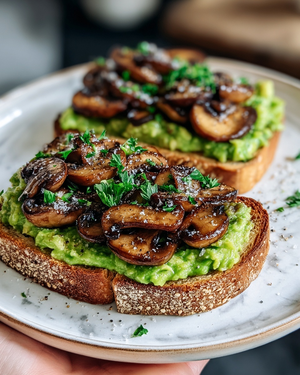 Garlicky Avocado Mushroom Toast Recipe - Recipe Image