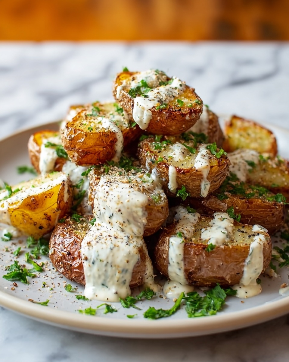 Roasted Potatoes in a Melted Goat Cheese Dressing Recipe - Recipe Image