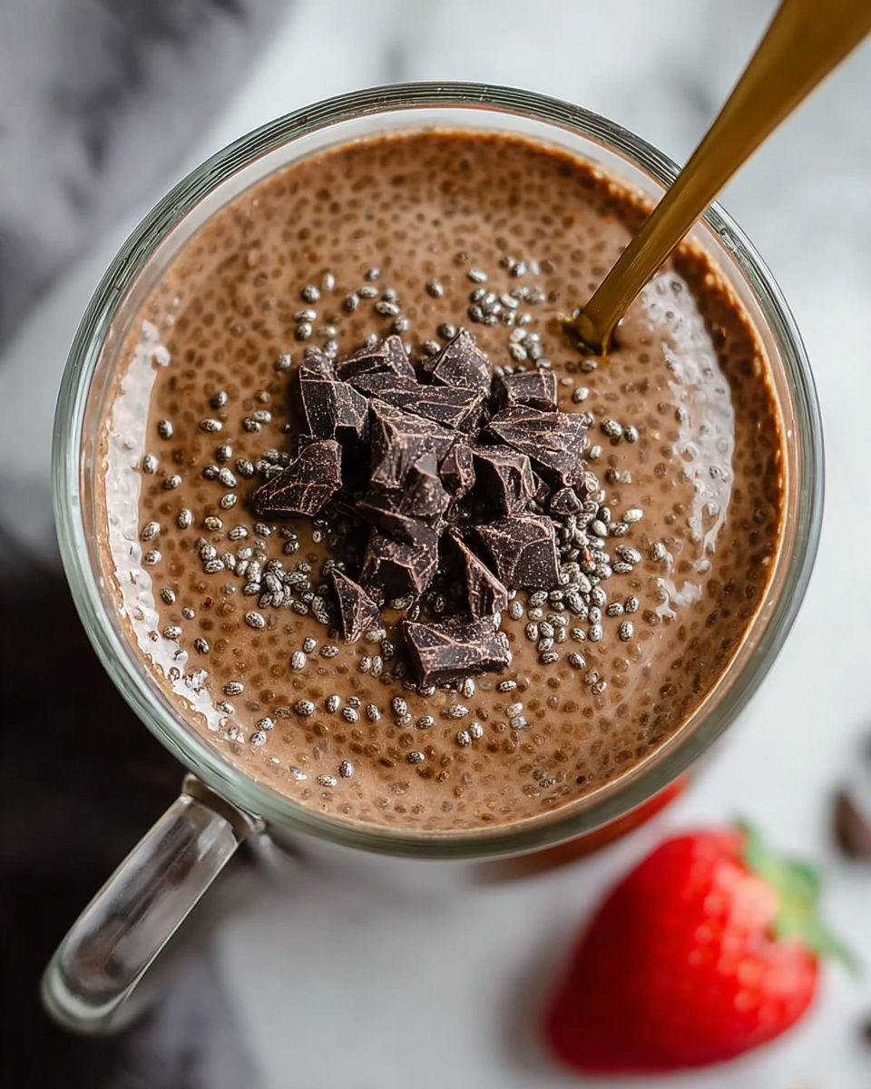 Chocolate Chia Pudding with Strawberries, Cacao Nibs, and Peanut Butter Recipe - Recipe Image