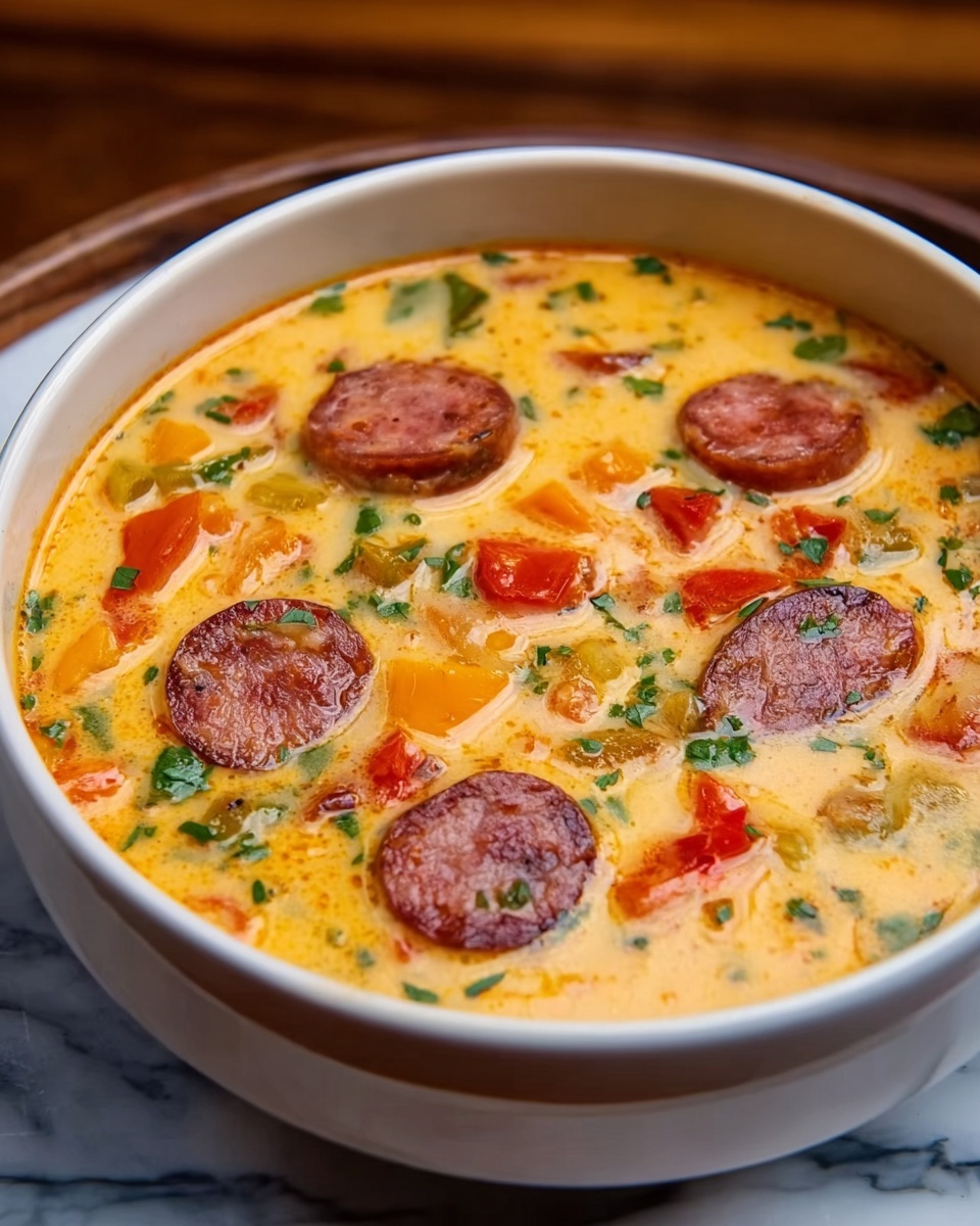 Cheesy Rotel Soup with Smoked Sausage Recipe - Recipe Image