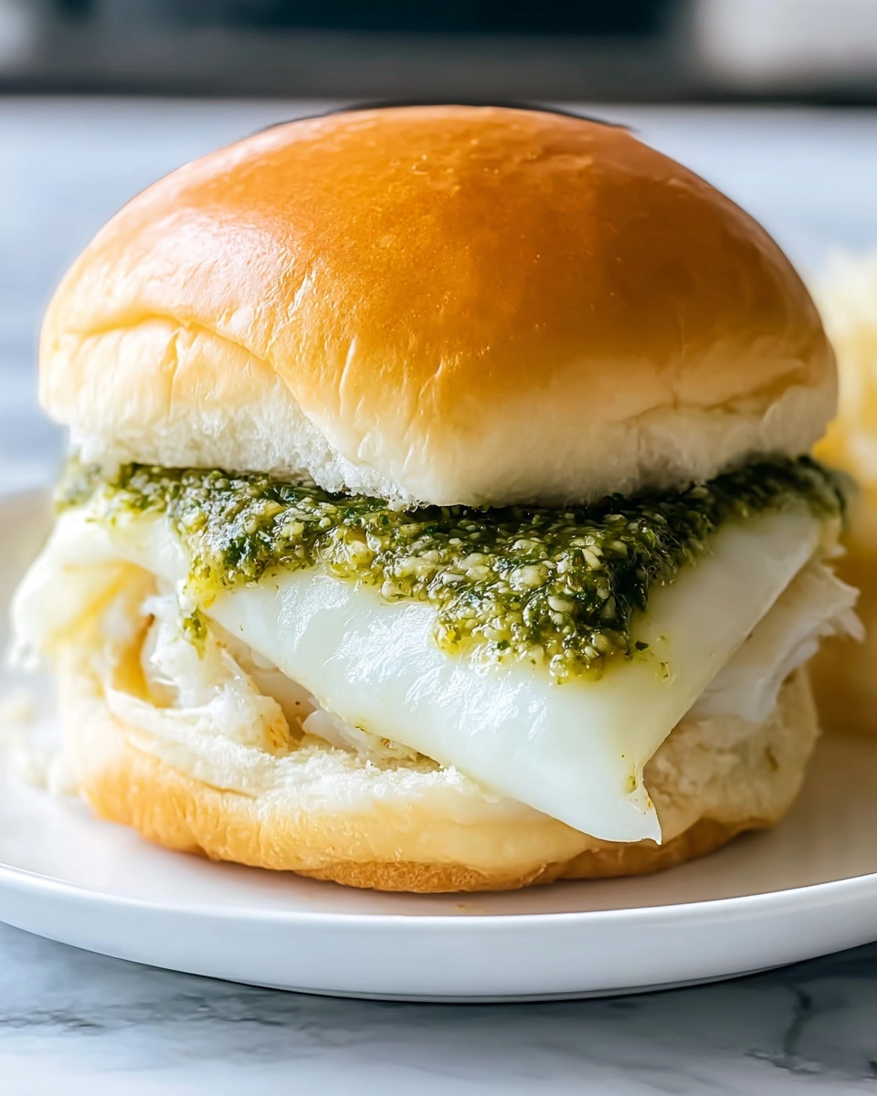 Cheesy Garlic Pesto Chicken Sliders Recipe - Recipe Image