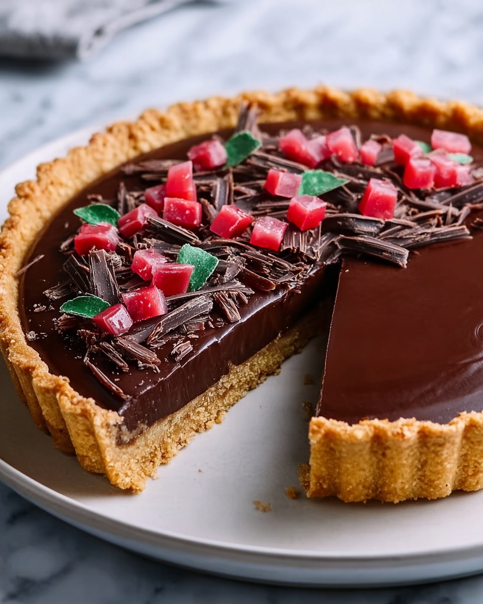 Roasted Rhubarb Chocolate Tart Recipe - Recipe Image