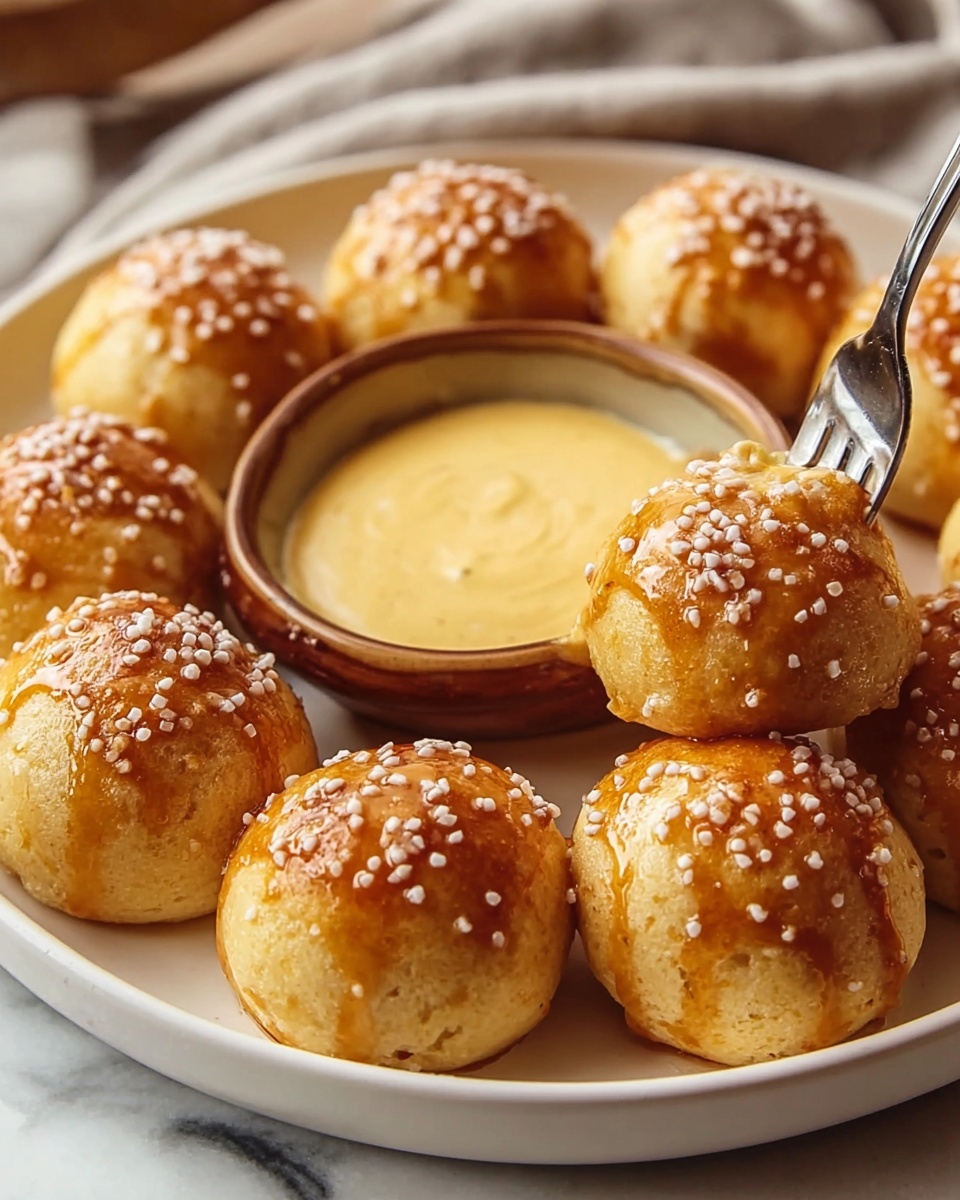 Pretzel Bites with Cheddar Cheese Sauce Recipe - Recipe Image