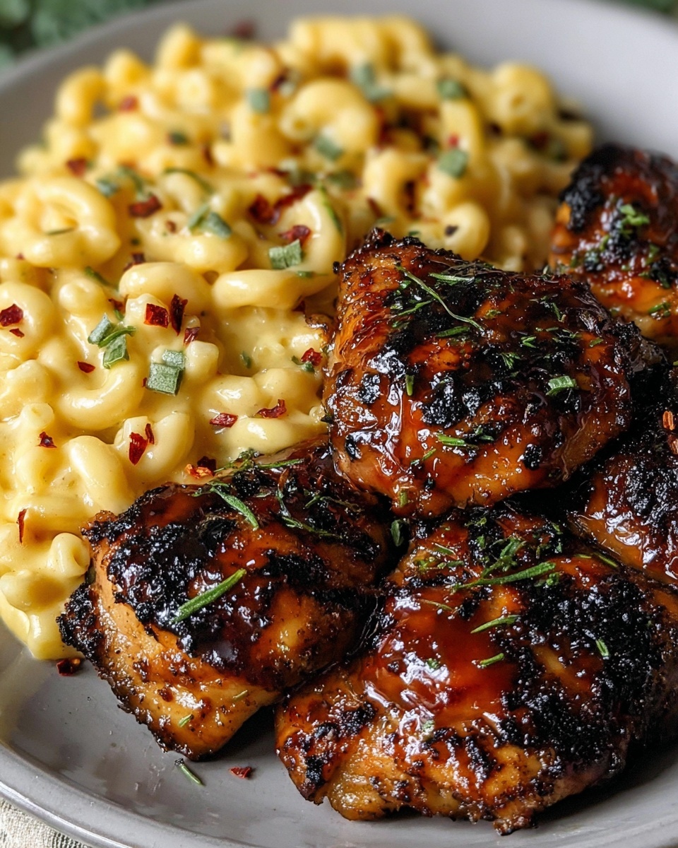 Sweet and Spicy Honey Pepper Chicken with Creamy Macaroni Cheese Recipe - Recipe Image