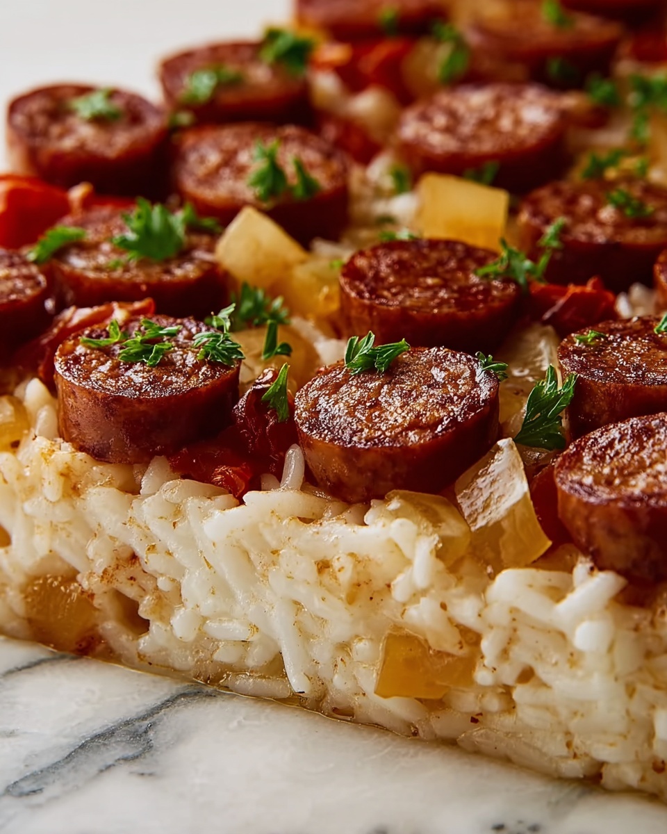 Sausage and Rice Skillet with Vegetables and Cheese Recipe - Recipe Image