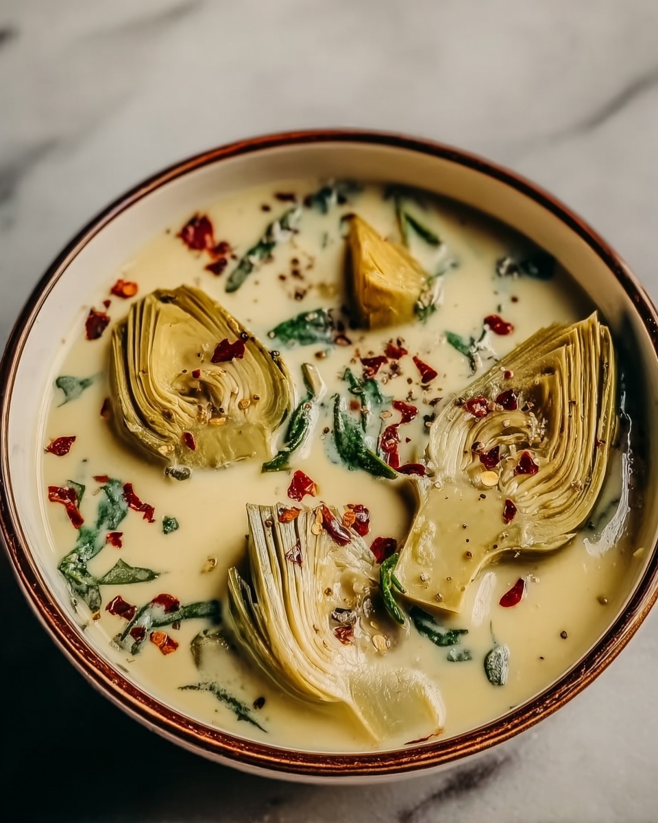 Zesty Tuscan Artichoke Soup Recipe - Recipe Image