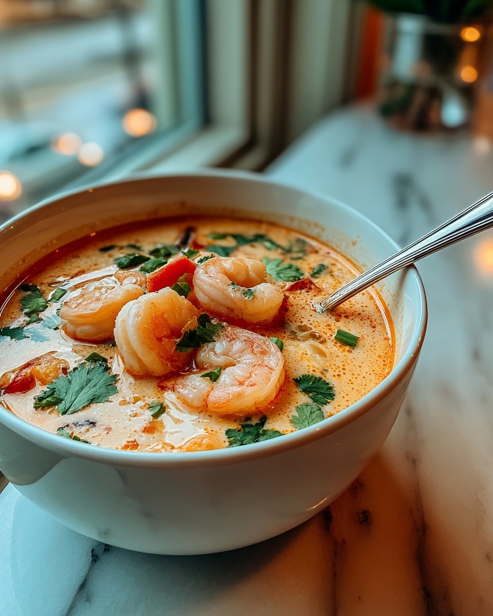 Creamy Thai Shrimp Coconut Curry Soup Recipe - Recipe Image