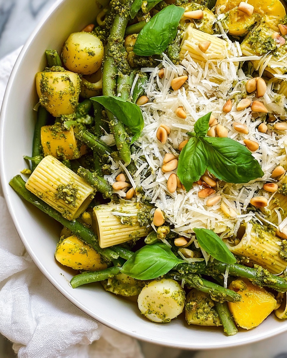 Pesto Pasta with Potatoes and Green Beans Recipe - Recipe Image