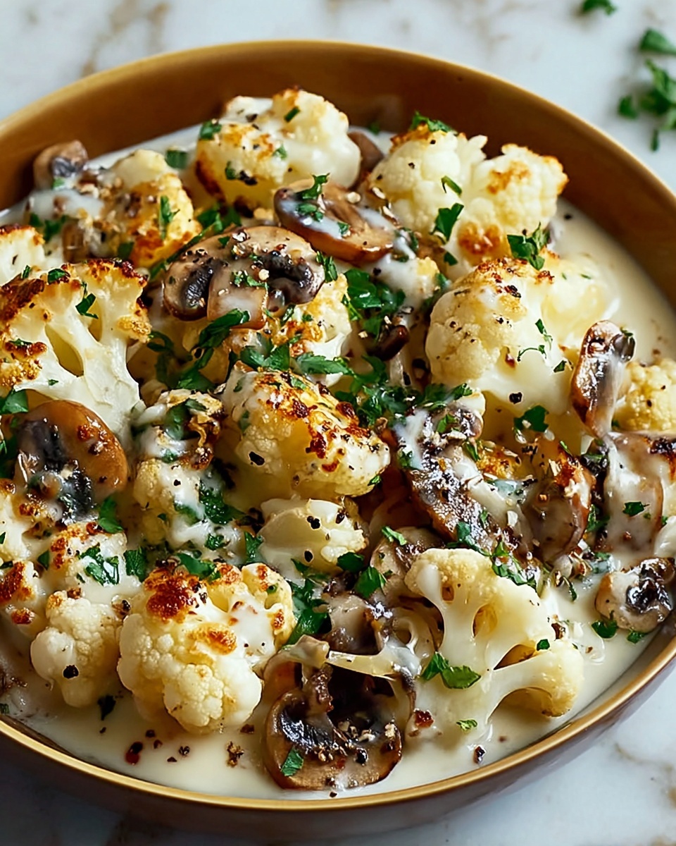 Garlic Mushrooms Cauliflower Skillet Recipe - Recipe Image