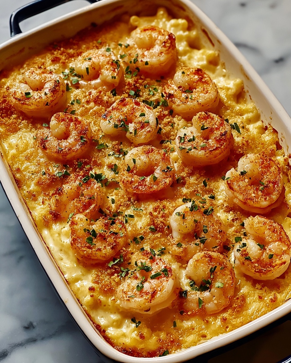 Shrimp Casserole with Cheddar, Rice, and Crispy Breadcrumb Topping Recipe - Recipe Image