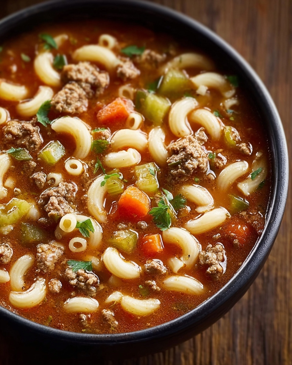 Beef and Macaroni Soup Recipe - Recipe Image