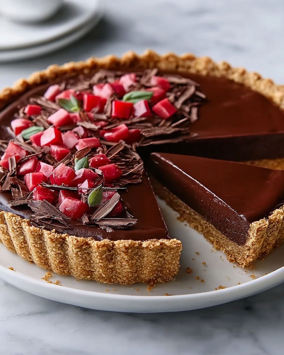 Roasted Rhubarb Chocolate Tart Recipe - Recipe Image