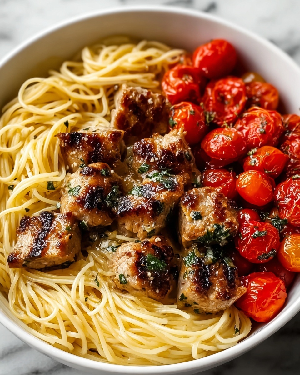 Garlic Butter Chicken Bites with Spaghetti Recipe - Recipe Image