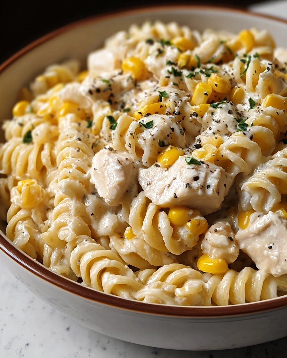 Creamy Chicken and Corn Pasta Recipe - Recipe Image