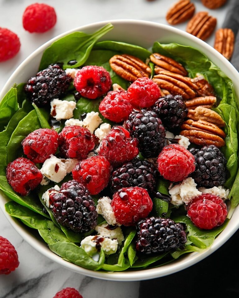 Berry Spinach Salad with Toasted Prosciutto, Pecans, Feta, and Balsamic Glaze Recipe