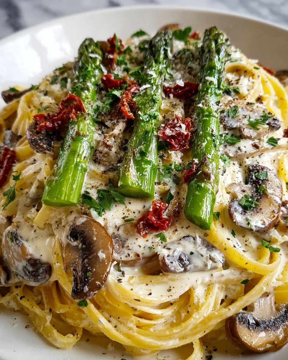 Roasted Asparagus and Mushroom Carbonara Recipe - Recipe Image