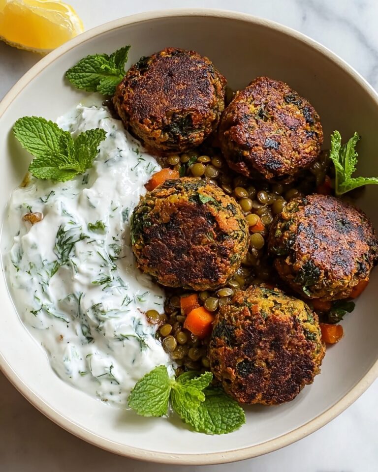 Baked Greek Lentil Meatballs with Tzatziki Recipe