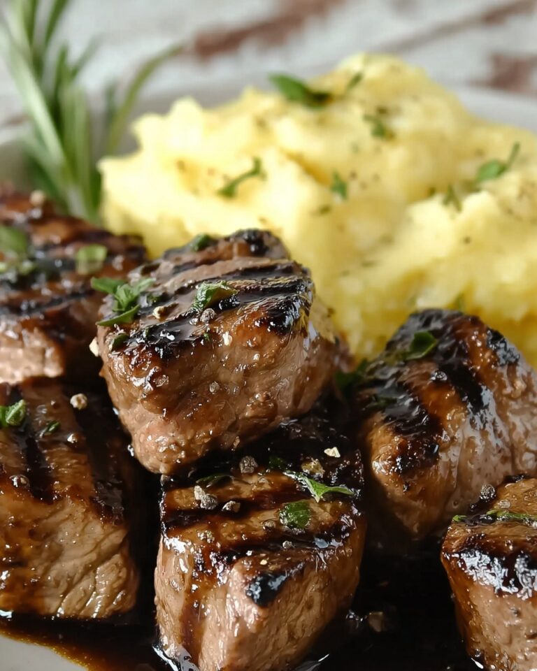 Garlic Butter Steak Bites with Creamy Mashed Potatoes Recipe