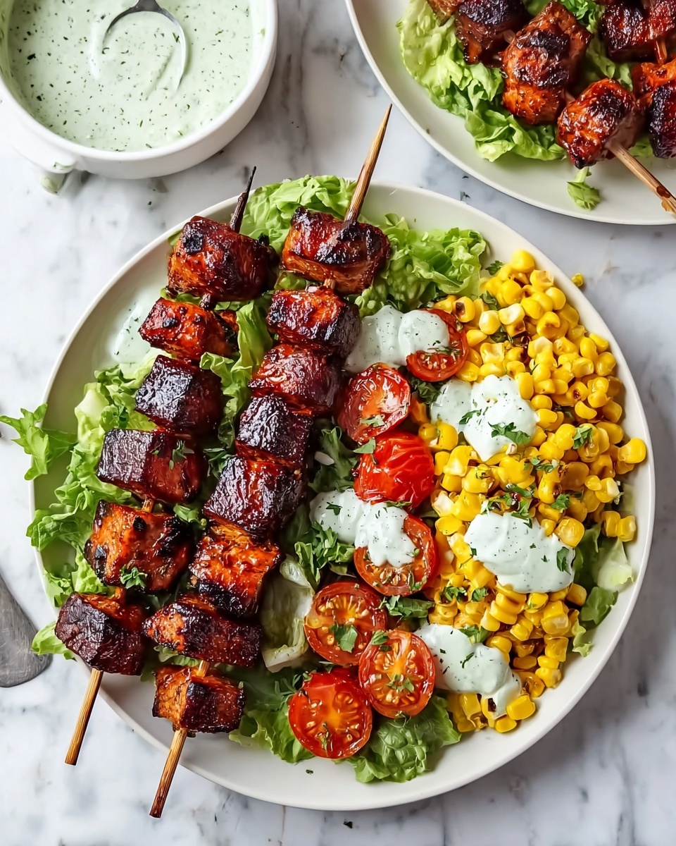BBQ Chicken Skewer Salad Recipe - Recipe Image