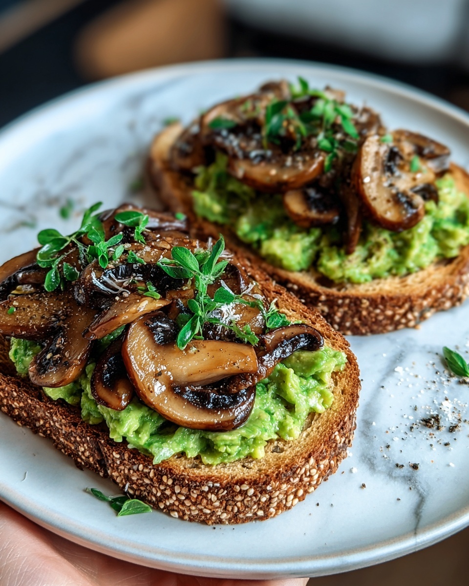 Garlicky Avocado Mushroom Toast Recipe - Recipe Image
