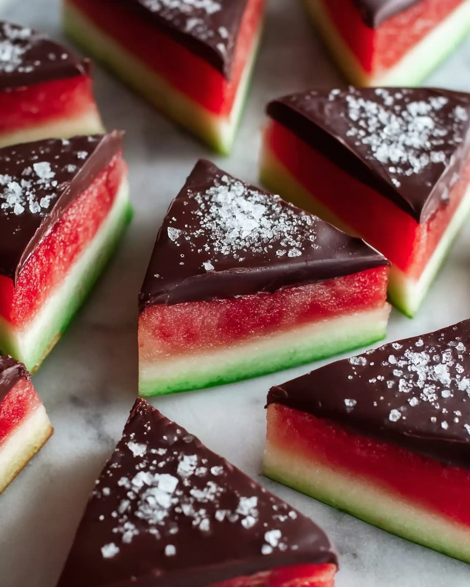 Sea Salt Dark Chocolate Watermelon Slices Recipe - Recipe Image