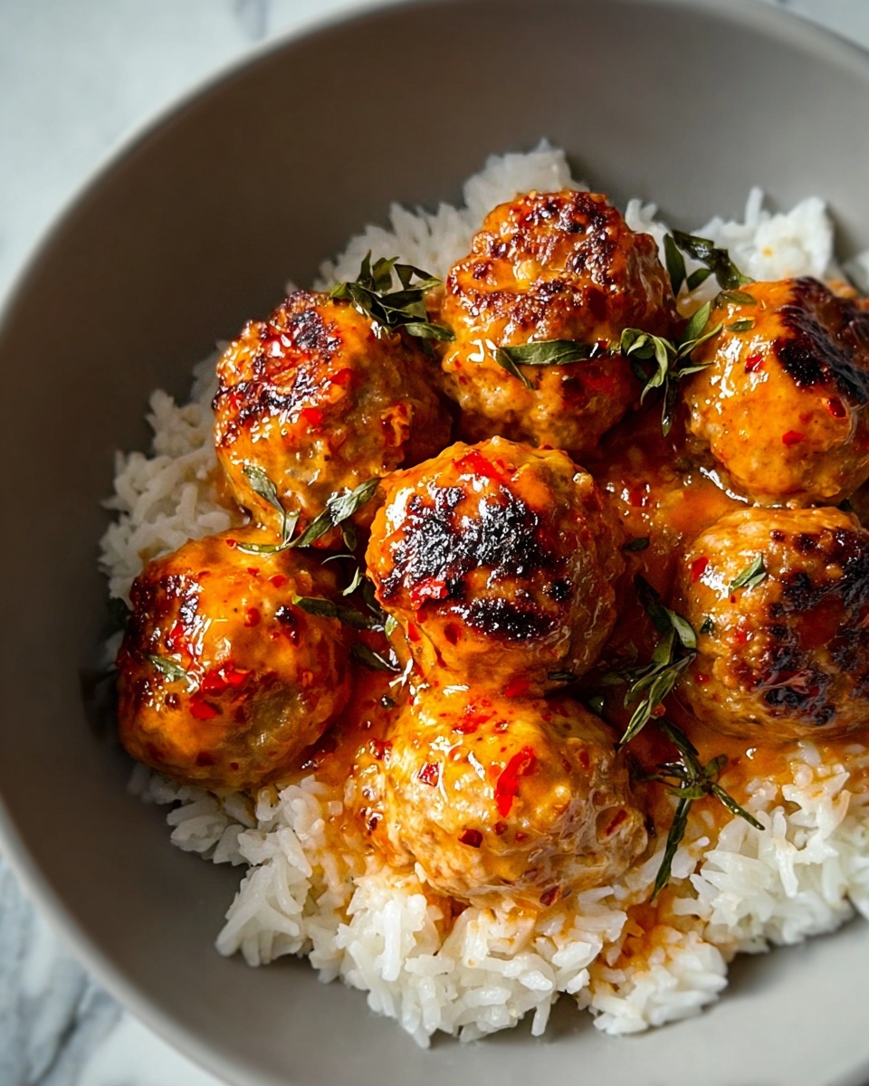 Creamy Coconut Gochujang Chicken Meatballs Recipe - Recipe Image