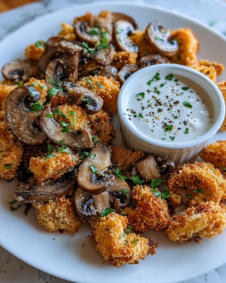 Crispy Fried Mushrooms with Cool Ranch Dip Recipe - Recipe Image