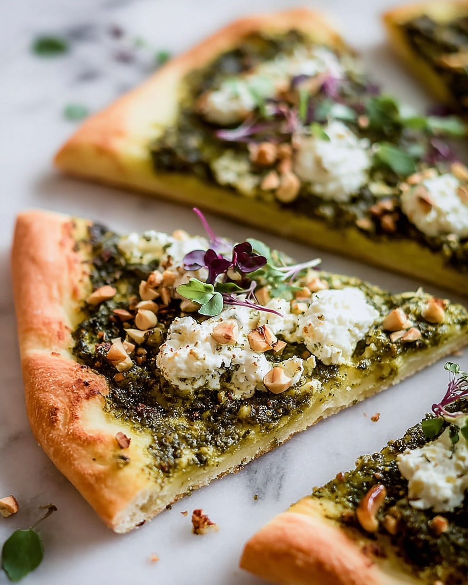 Pistachio Pesto Pizza with Asparagus, Peas, and Microgreens Recipe - Recipe Image