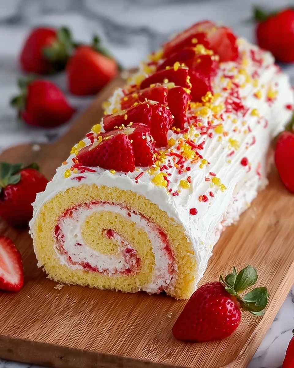 Strawberry Birthday Cake Roll Recipe - Recipe Image