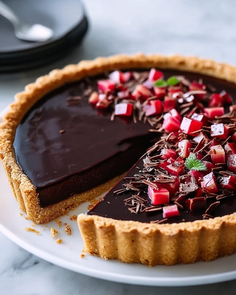 Roasted Rhubarb Chocolate Tart Recipe