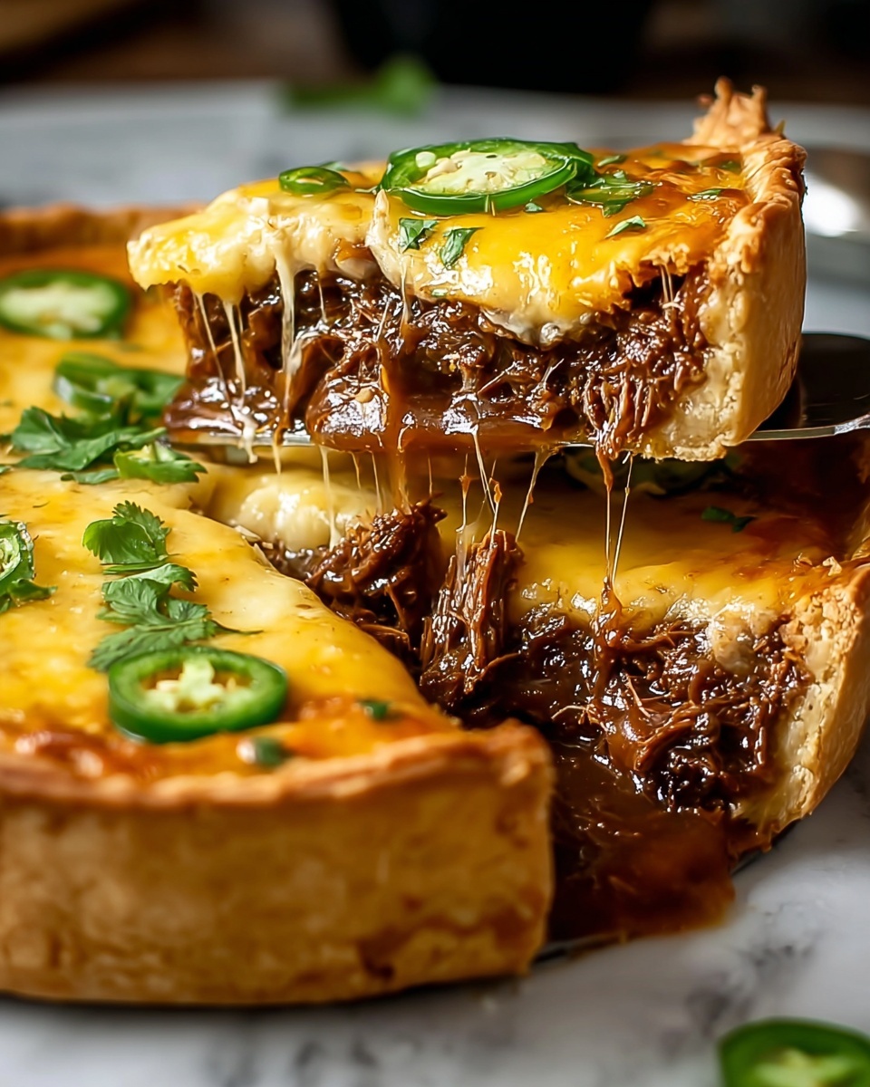 Spicy Jalapeno and Cheese Beef Pie with Leftover Brisket Recipe - Recipe Image