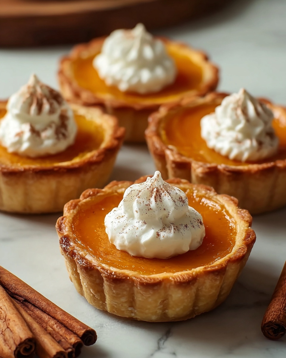 Mini Pumpkin Pies with Spiced Whipped Cream Recipe - Recipe Image