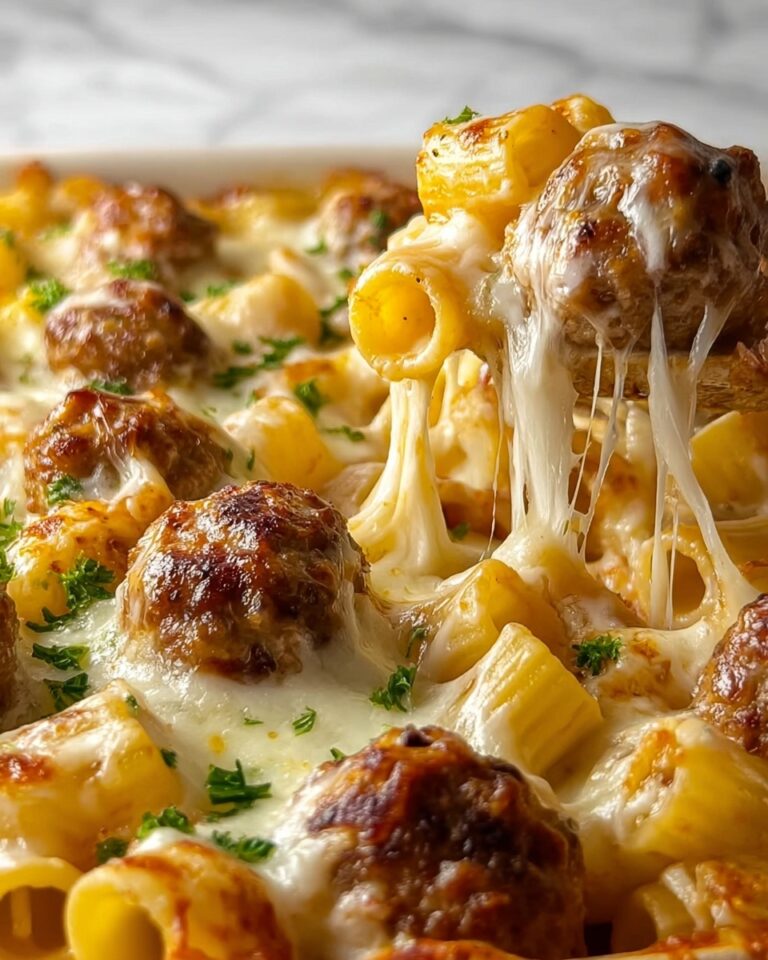 Cheesy Meatball Pasta Bake Recipe