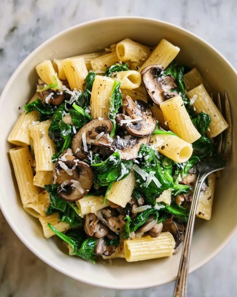 Creamy Parmesan Spinach Mushroom Pasta Recipe