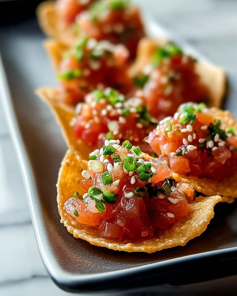 Spicy Tuna Tartare on Crispy Wonton Chips Recipe