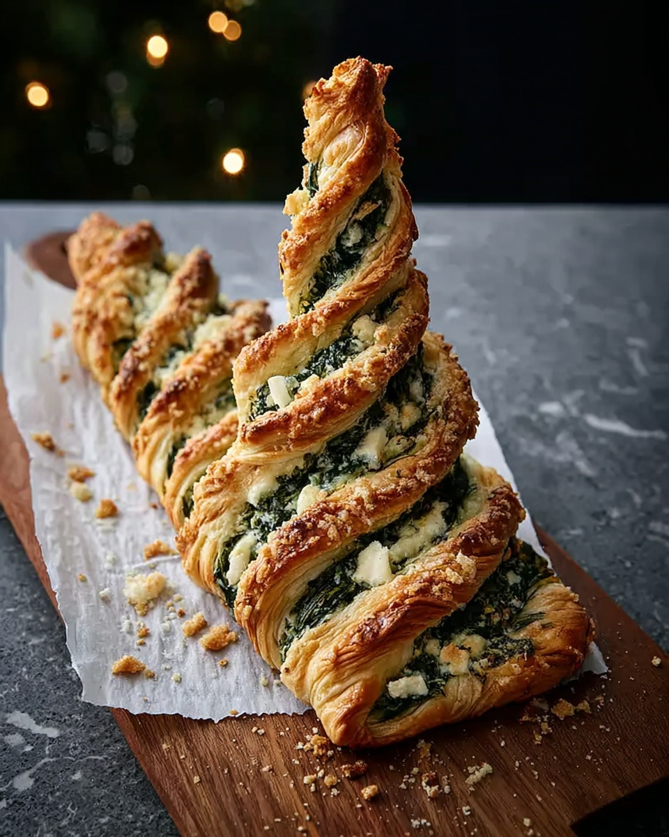 Easy Christmas Tree Spinach Feta Bread Recipe - Recipe Image