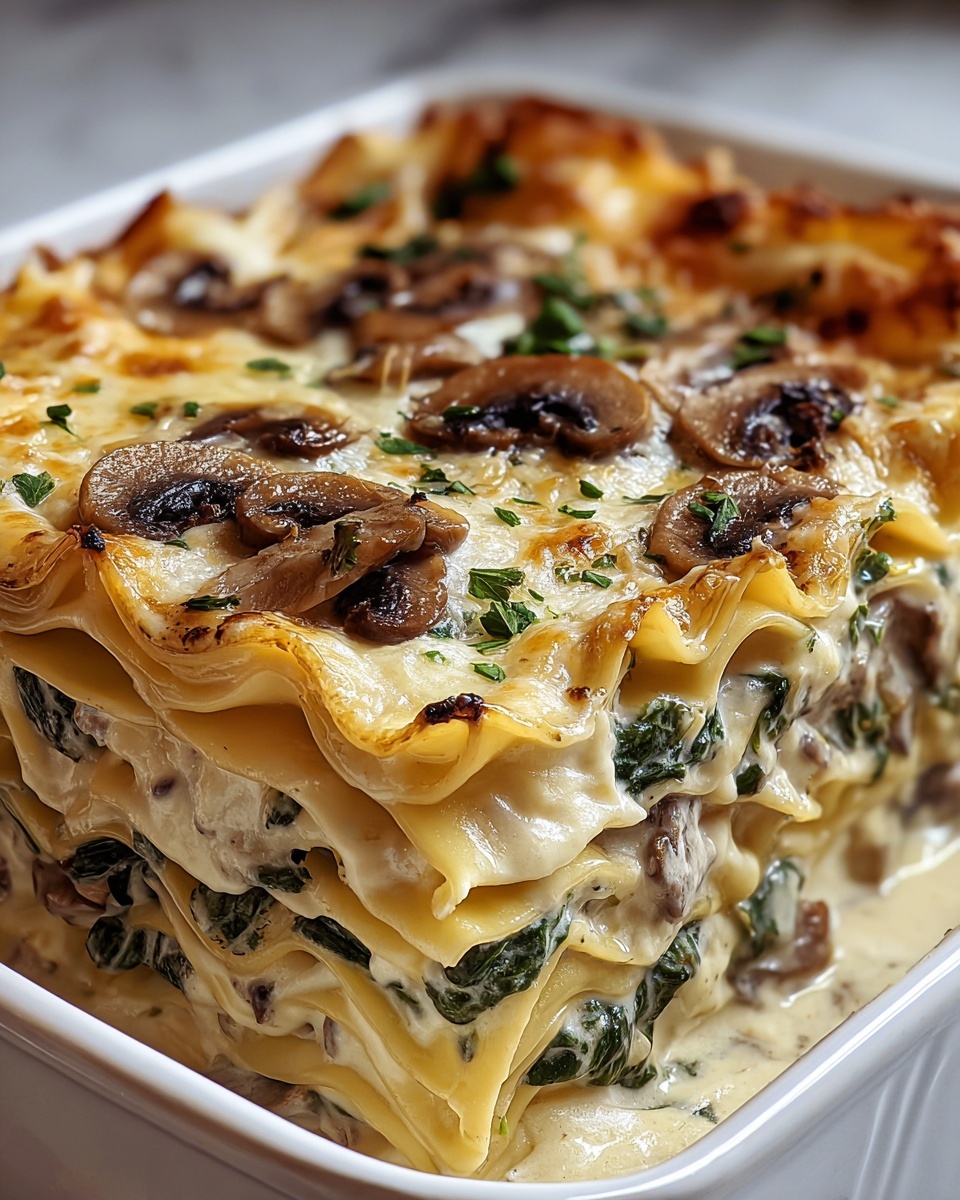 Creamy Spinach Mushroom Lasagna Recipe - Recipe Image