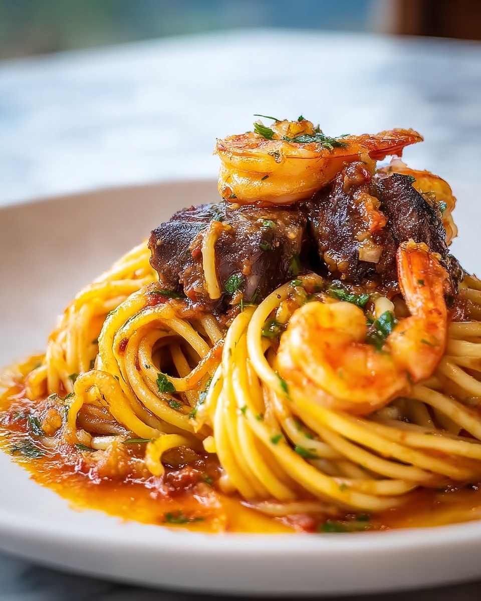 Shrimp and Steak Noodles Recipe - Recipe Image