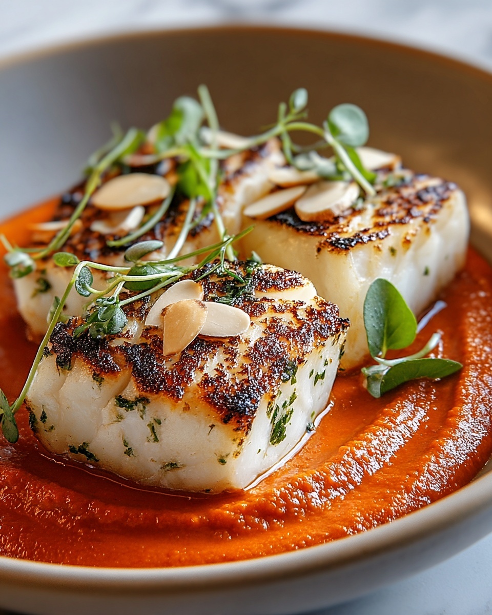 Spanish Grilled Cod with Almond Romesco Sauce Recipe - Recipe Image