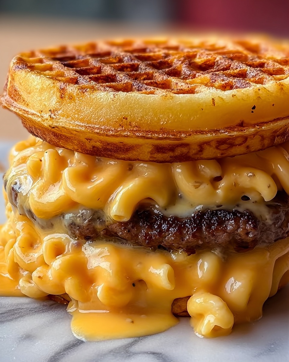 Macaroni and Cheese Waffle Cheeseburger Recipe - Recipe Image