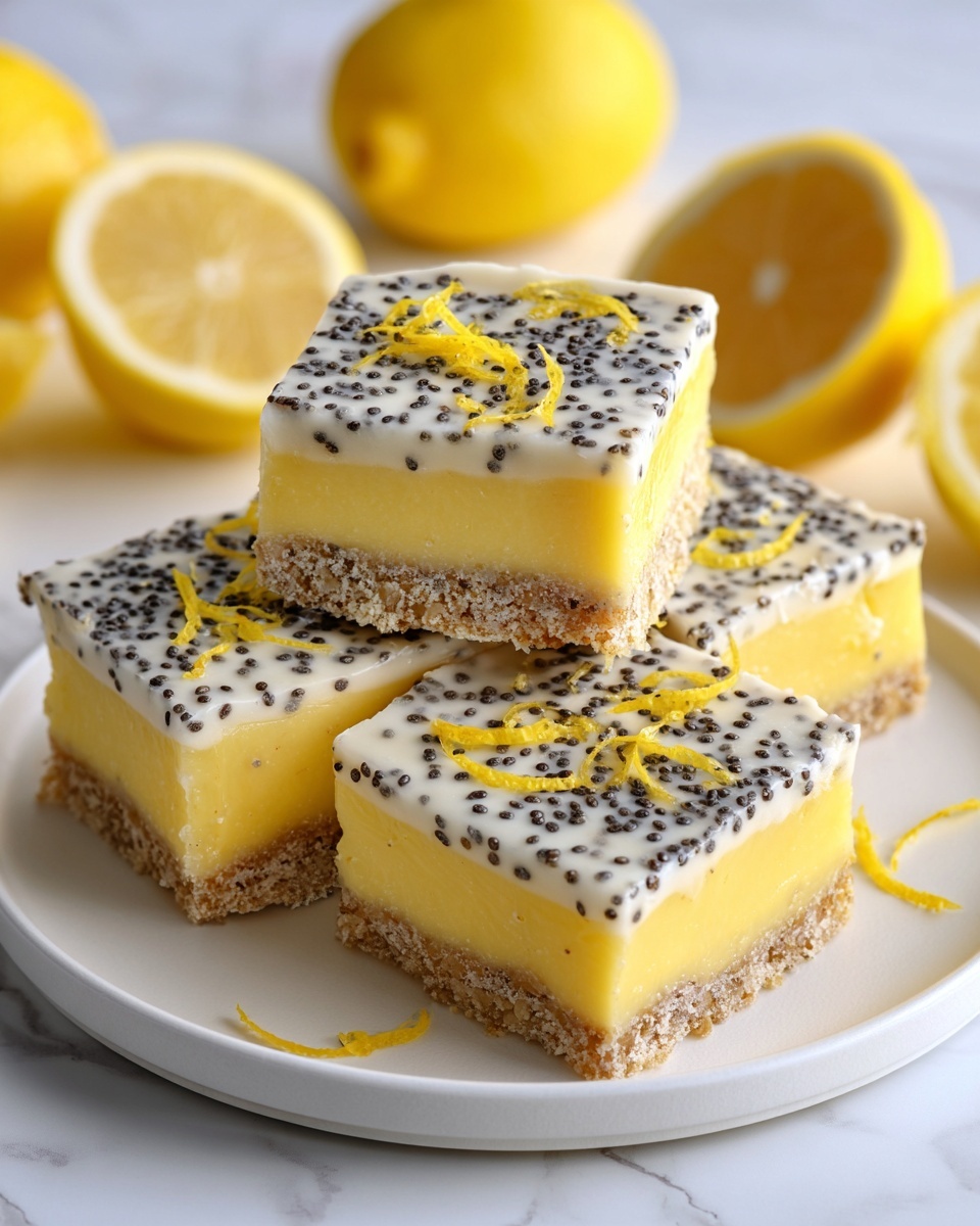 Low Sugar Lemon Poppy Seed Greek Yogurt Bars Recipe - Recipe Image
