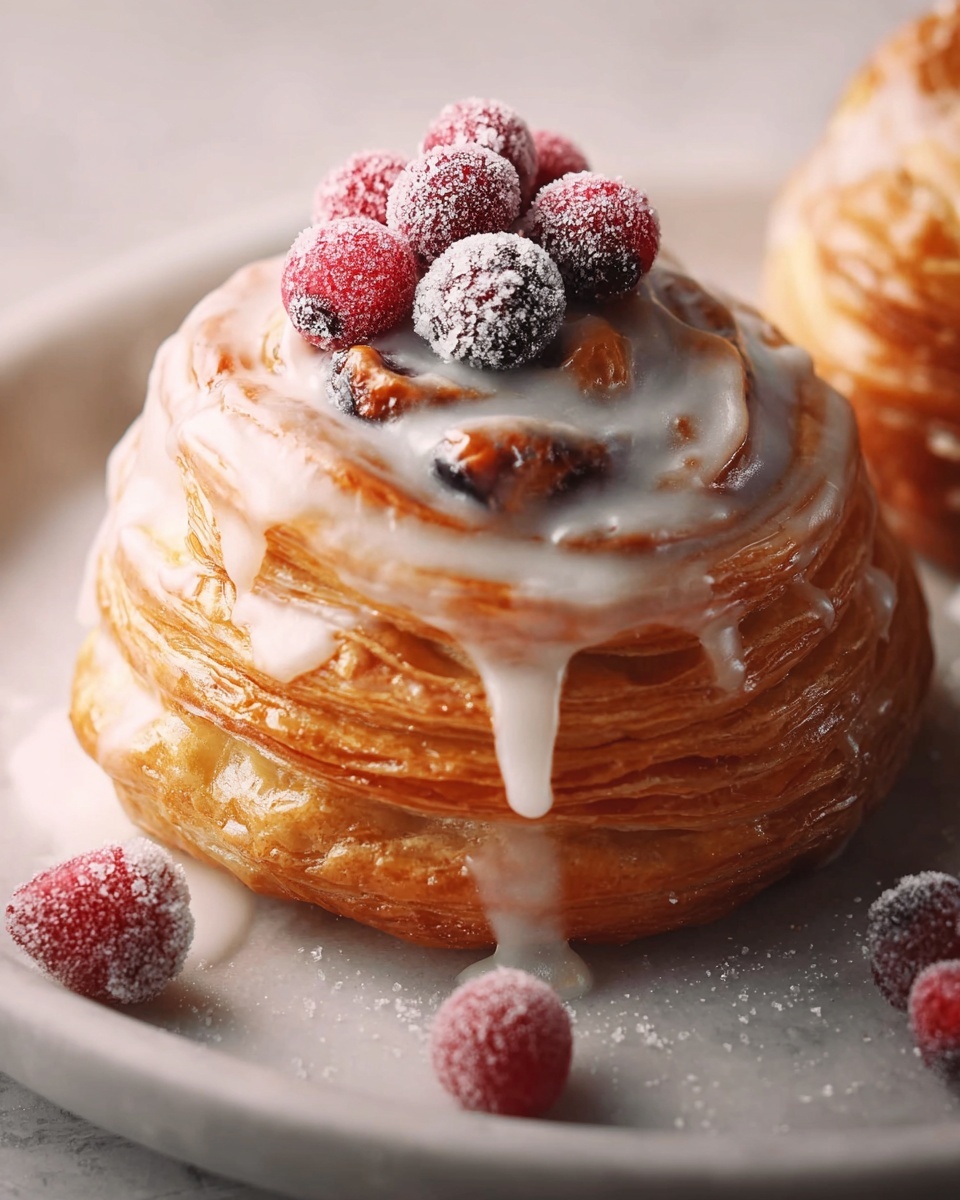 Cream Cheese Danishes with Sugared Cranberries and Vanilla Butter Glaze Recipe - Recipe Image